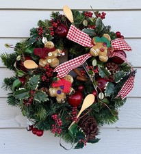 Baking Gingerbread Theme Christmas Wreath 22" HANDMADE Decor Wall Door Country