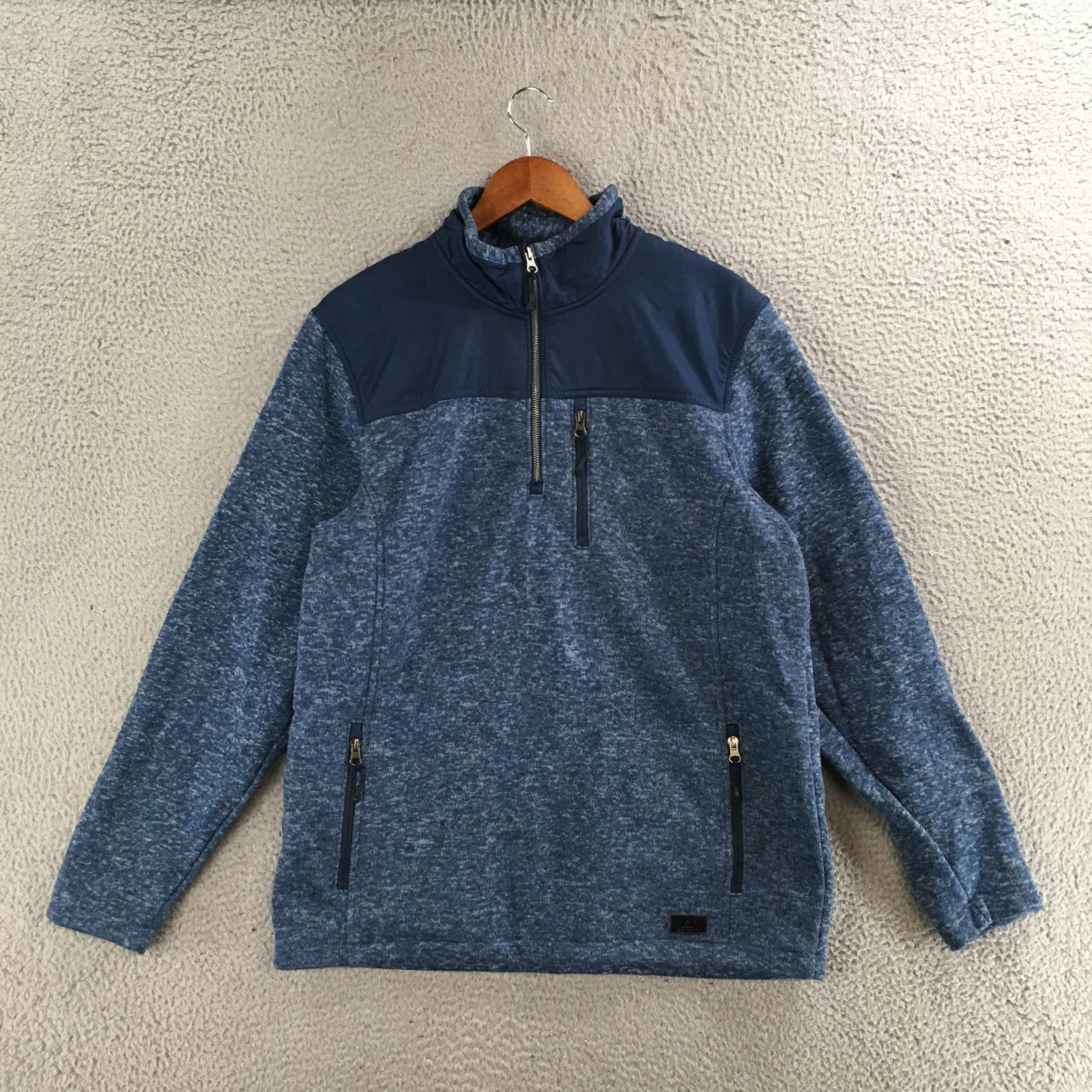 Ascend Jacket Mens L Pullover 1/4 Zip Fleece Long Sleeve Mock Neck Outdoor Blue