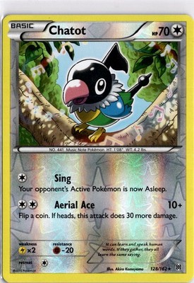 Pokémon English Chatot XY - BREAKthrough 128/162 BKT Rare Scan