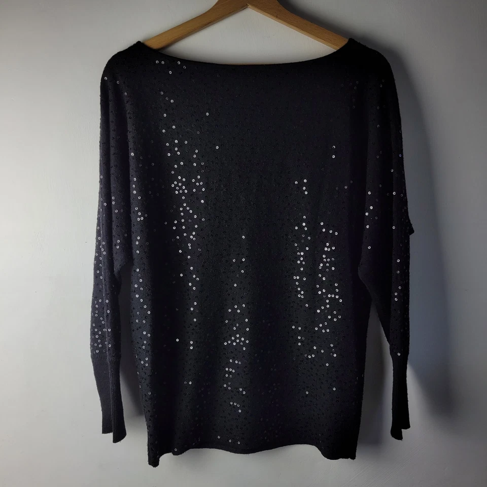 Jersey Alice and Olivia Mujer Talla S Negro Tejido 100% Lana Lentejuelas Informal Invierno Foto 2 de 4