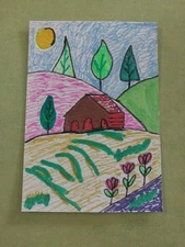 Expressionism House Original Painting 3.5x2.5 Aceo  Collectible  