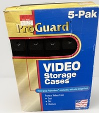 VTG ProGuard 5 Pack Black Heavy Duty Protective Storage Cases for VHS Tapes