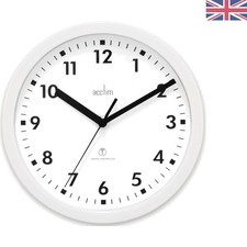 Sleek 20cm White Atomic Wall Clock - Radio-Controlled for Effortless Timekeeping