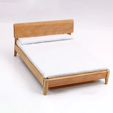 1/12 Scale Miniature Single Bed Dollhouse Handmade Wooden Furniture Ornaments