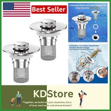 Versatile Pop-up Sink Strainer 2PCS Stainless Steel Hair Catcher for All Sinks