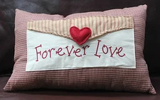 Decorative Embroidered Envelope Pillow Country Checker Forever Love Cotton Blend