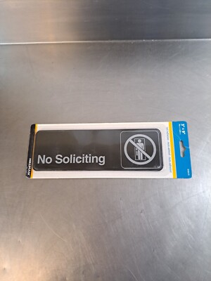NO SOLICITING sign  3'' 9'' Self-Stick 848635 Hillman Brand NEW!  