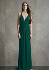 Bridesmaid Prom Party Green Long Dress Size 2 WHITE Vera Wang for David's Bridal