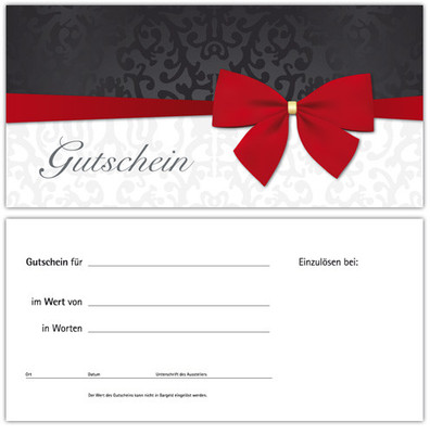 50 Gutscheine Gutscheinkarten Geschenkgutscheine  edel  neutral ''Schleife'' rot
