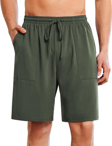 Men\'s Cotton Lounge Sleep Shorts with Pockets Elastic Waist Soft Pajama Bottoms - Picture 7 of 24