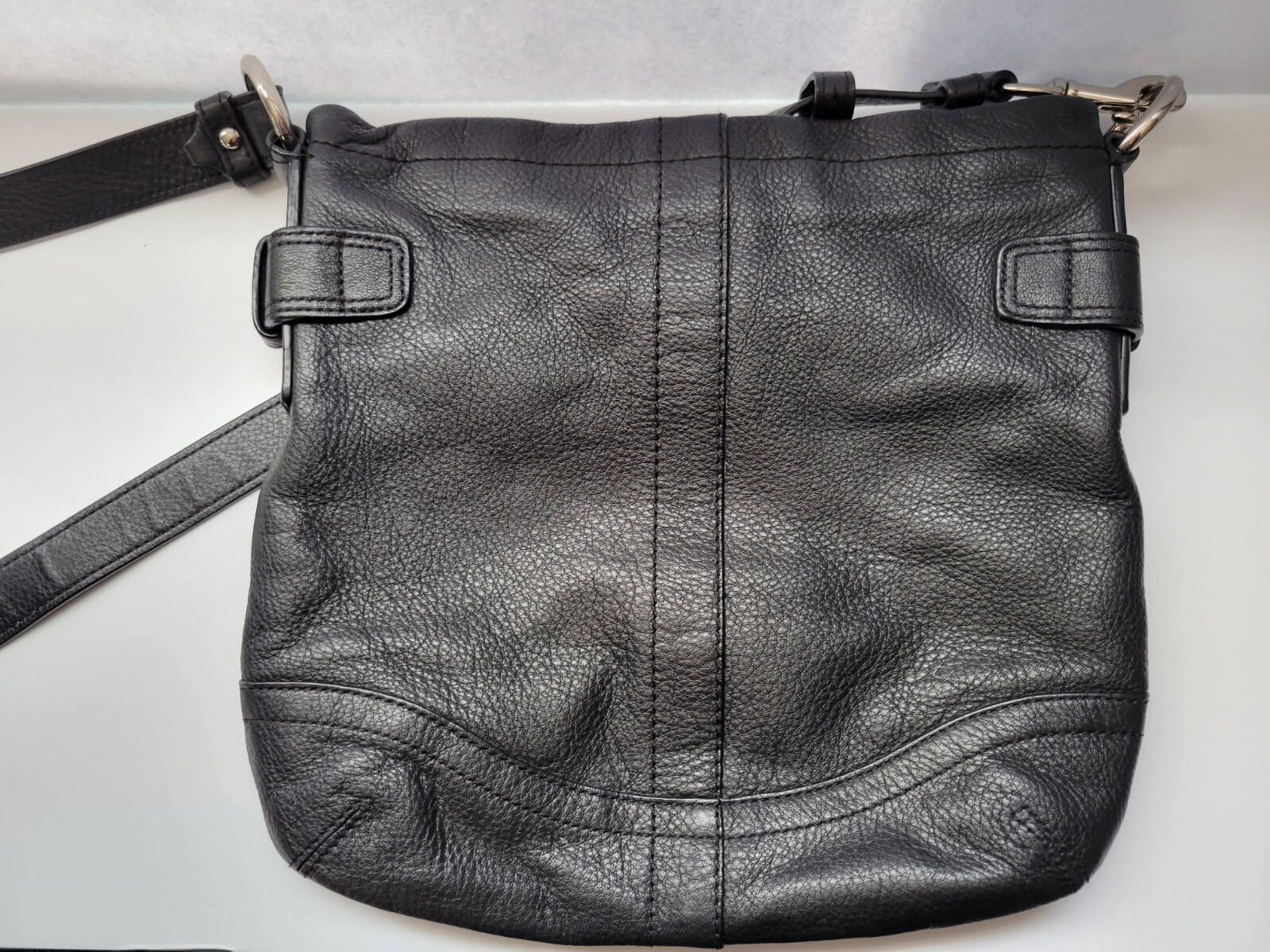 Coach Blossom Pebbled Leather Crossbody Black Purse Silver Chain EUC eBay