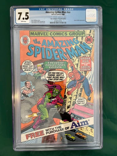 Amazing Spider-Man Aim Toothpaste Giveaway CGC 7.5 WP Grip of Green Goblin 1980
