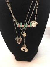 Adorable Girls Disney Necklace Trio Set of 3 pieces Silver toned Mickey Mouse