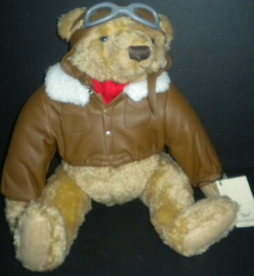 Texaco Collectible Bear Plush Ace Flying Pioneer 2nd Series 1998 Bomber Jacket