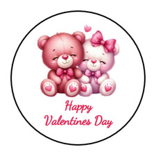 30 Valentines day pink bears envelope seals, stickers labels, tags, round