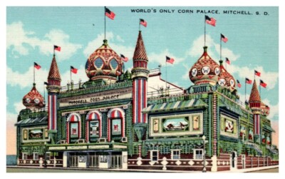 CORN PALACE Mitchell, South Dakota linen - Postcard