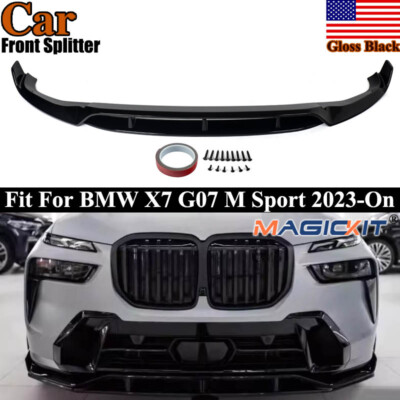 For BMW X7 G07 M Sport 2023-2025 Gloss Black Front Bumper Splitter Lip Spoiler