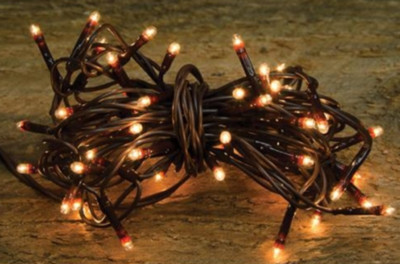 Warm White Micro Lights, 50 Count, Brown Cord, Teeny Lights