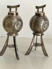 Antico shaker sale e pepe giapponese Giappone argento 950, 41 grammi