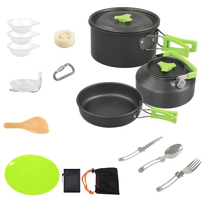 16Pcs Camping Cooking Ware Aluminum Camping Stove Cookware Pot Pan Kitchen Pan