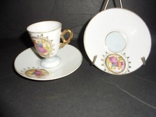 MINATURE TEACUP AND SAUCER GOLD TRIM  SAUCER