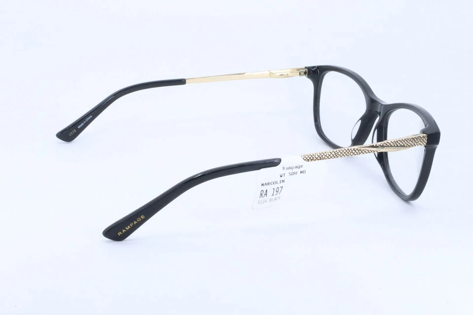 Monturas de anteojos Rampage RA197 negro ojo de gato para mujer con borde completo 51-16-135 Foto 3 de 4