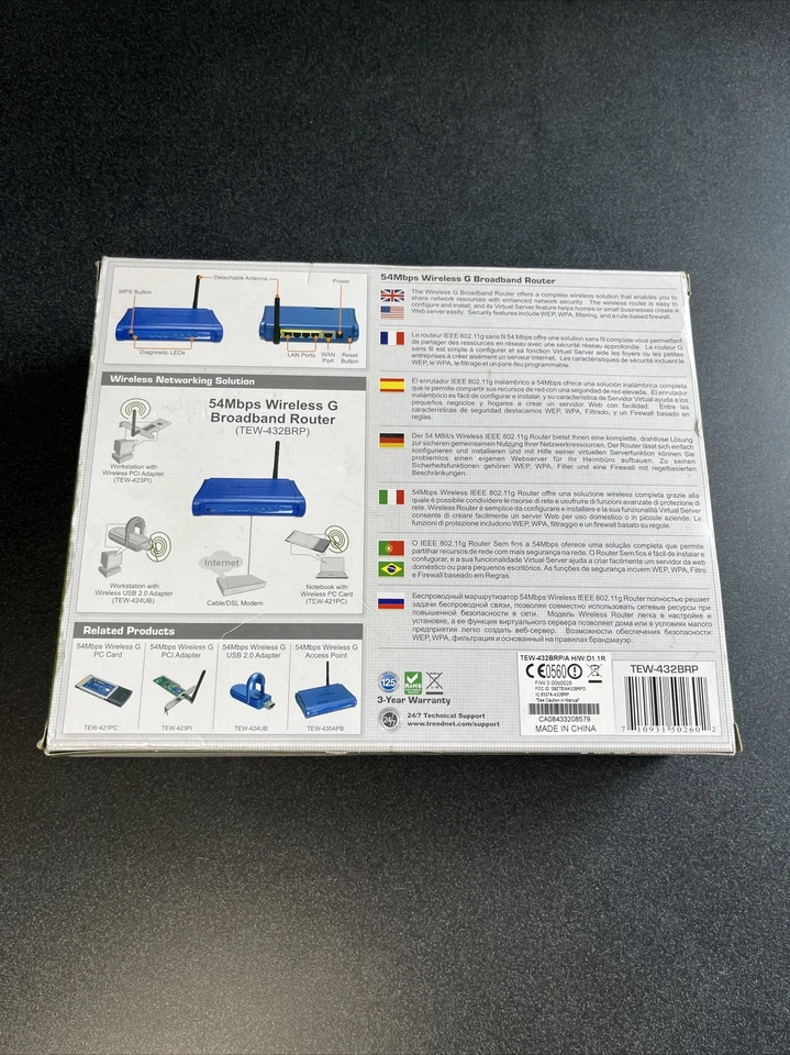 TRENDnet TEW-432BRP 54 Mbps 4-Port 10/100 Broadband Wireless Firewall Router-New - Image 3 of 4