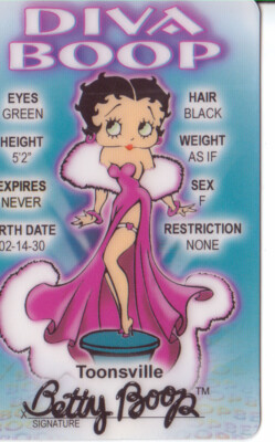 BETTY BOOP identification ID card DIVA Toonsville Victoria's