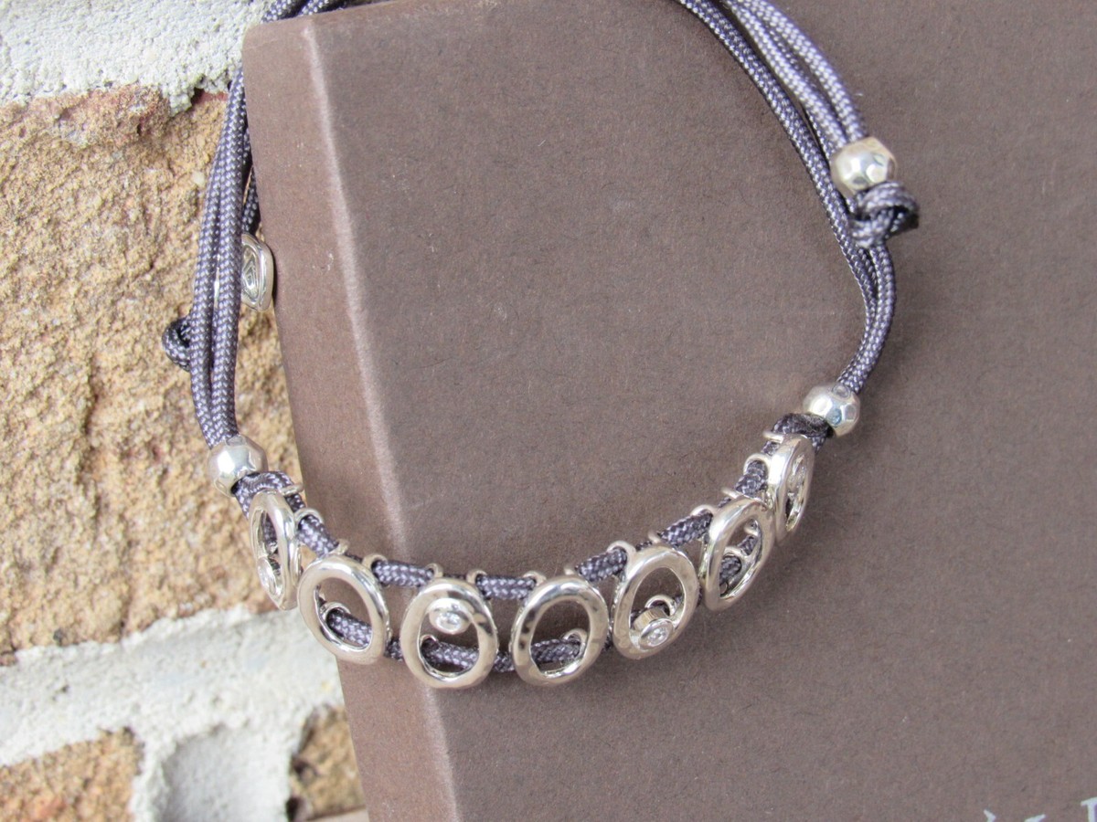 Silpada Sweet Deal Sterling Silver Oval‎ Link Beaded Bracelet - Gray Bolo Cord Silpada  main image 2
