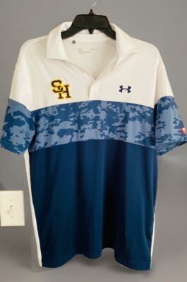 Seton Hall Pirates Shirt Mens Medium White Polo Under Armour Short Sleeve