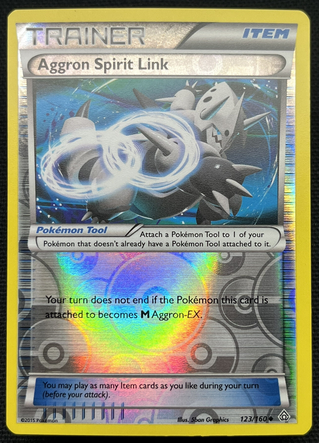 Pokemon Card - XY Primal Clash 123/160 - AGGRON SPIRIT LINK (REVERSE holo) -NM/M