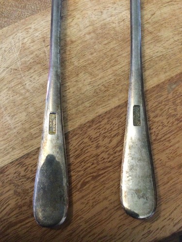 Silver Plate Italy Serving Salad Spoon and Fork Set 9" Hostess Set VTG - Picture 2 of 2