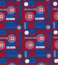 Chicago Cubs Block MLB National League Central Cotton Fabric