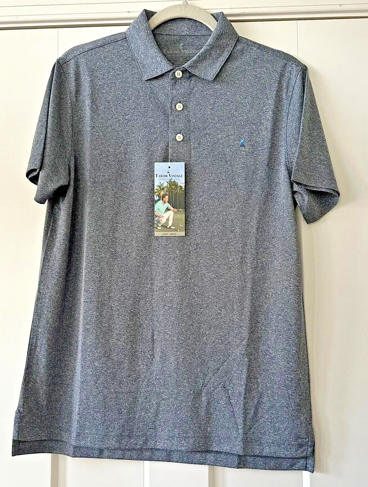 Tailor Vintage NWT Mens Small Polo Shirt Navy Blazer Heather Blue SS NWT $88