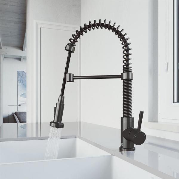 ​VIGO VG02001GB Edison Single-Handle Pull-Down Sprayer Kitchen Faucet in Black