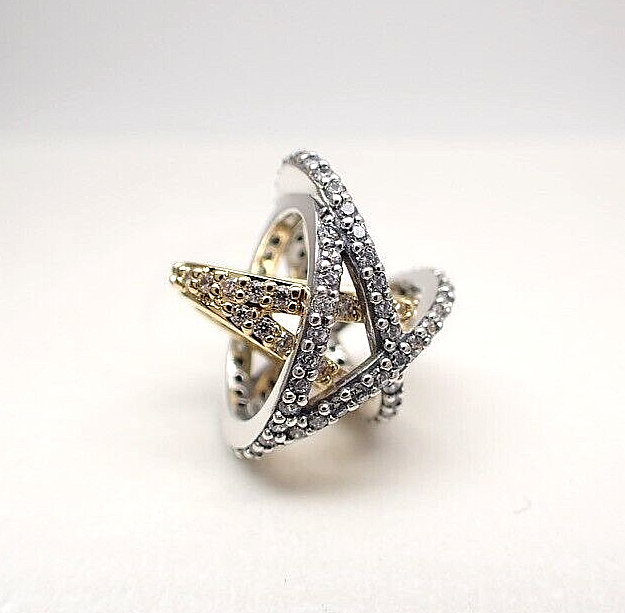 Authentic Pandora #763590C01 Sparkling Crossover Star Charm Authentic Pandora #763590C01 Sparkling Crossover Star Charm