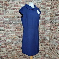 Get the Gist Dress Black Blue Houndstooth UK 16 Knee Length Jersey - New