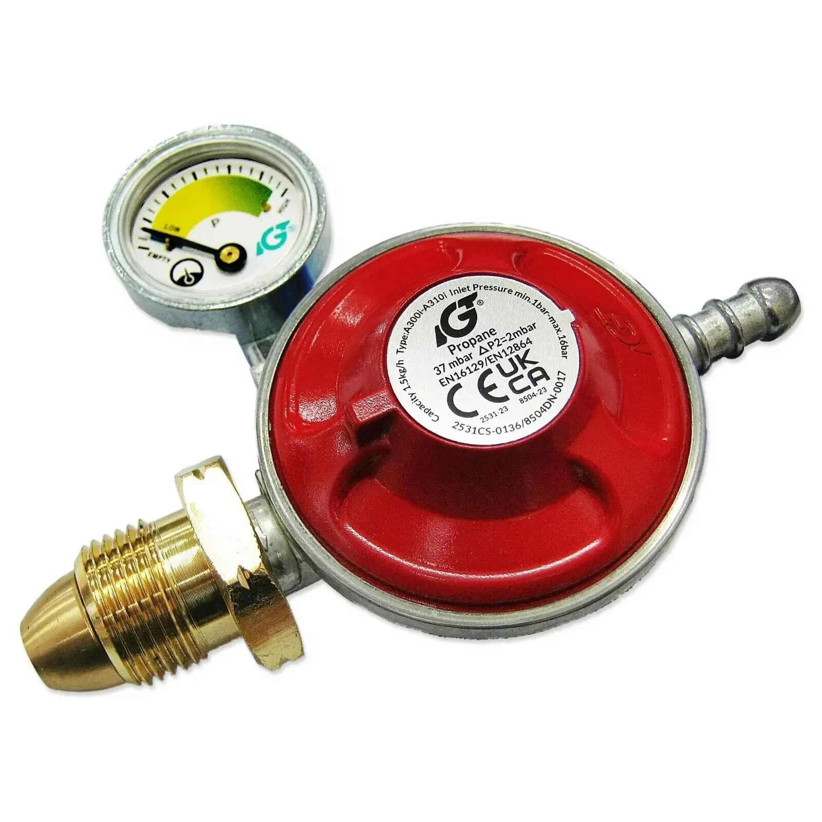 Propane Gas Regulator Pressure Gauge 37mbar Fits Calor + Flogas BBQ Camping Boat