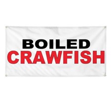 Vinyl Banner Multiple Sizes Boiled Crawfish Black Red Food Bar Restaurant Truck