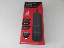 Monster Universal 3 Outlets 300J Surge Protector New