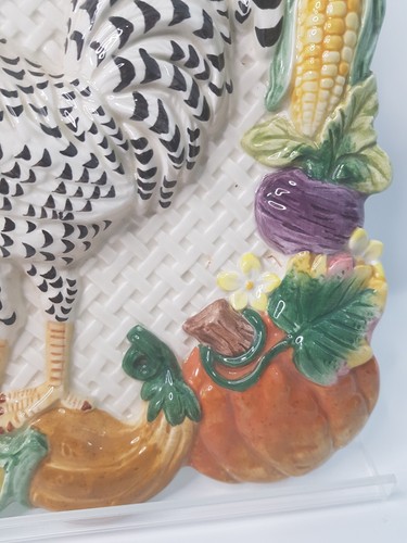Fitz & Floyd Rooster & Hen Wall Hanging Plaque Thanksgiving Ceramic Art - Picture 2 of 9