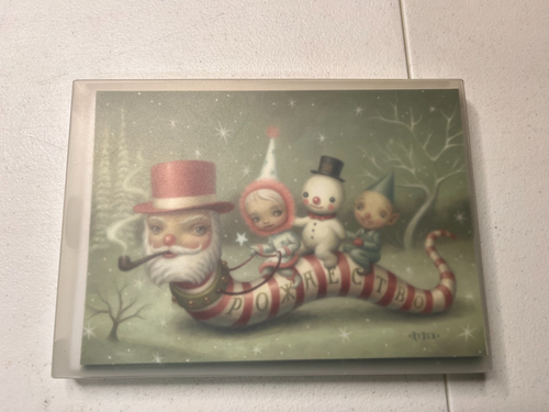 Mark Ryden Christmas Holiday Card set of 10 with Santa Worm postcard RARE print - Picture 2 of 4