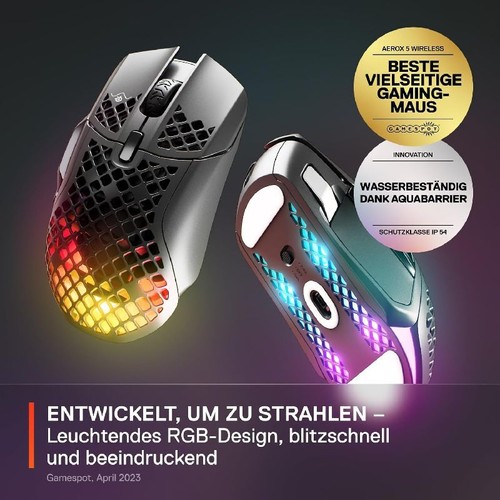 SteelSeries Aerox 5 Wireless 9 Tasten Bluetooth/2,4 GHz – Optischer TrueMove Air - Afbeelding 4 van 5