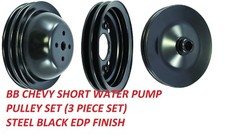 Bb Chevy 396 454 Pulley Kit Black Steel Swp Pulleys Power Steering New Kit Bbc