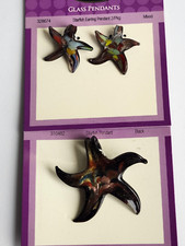 Lampwork Glass Starfish Pendant and Starfish Earring Pendants multi colors- New