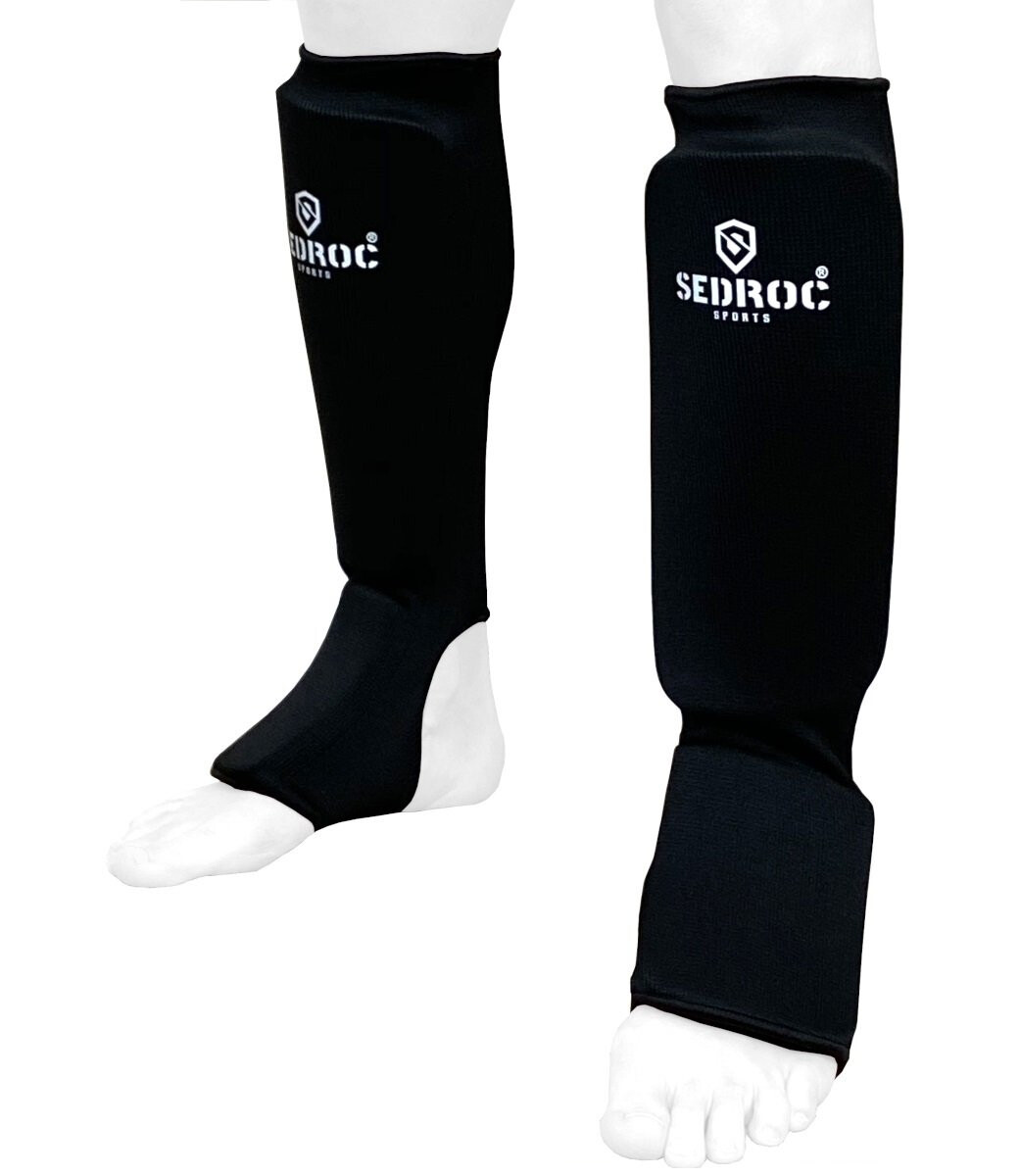 Sedroc Karate Shin Instep Guards MMA Padded Leg Sleeves for Sparring Protection 