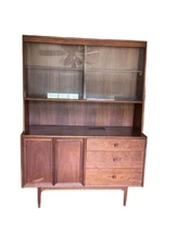 Kipp Stewart for Drexel Declaration Mid Century Walnut Buffet and Hutch