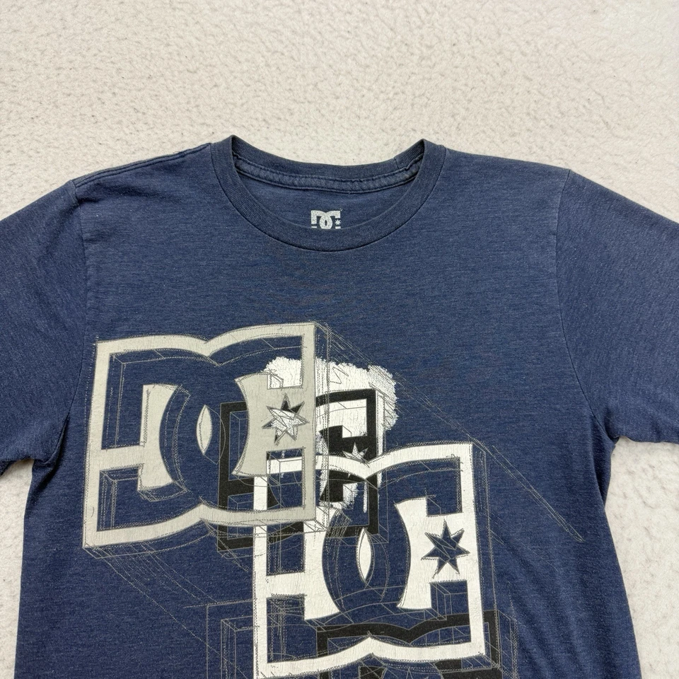DC Shoes Camisa Para Hombres Pequeña S Azul Blanco Manga Corta Skateboarding Patinador Foto 3 de 4