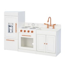 Teamson Kids Chef Paris Modern Wooden Kitchen Set Fridge Oven Play White AM