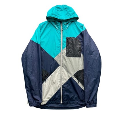 LRG Lifted Research Group Windbreaker Jacket Men XL Teal Navy Blue Outdoor